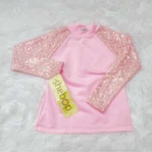 NWT Girls Medium Mermaid Pink Swim Rashguard MSRP $56 New